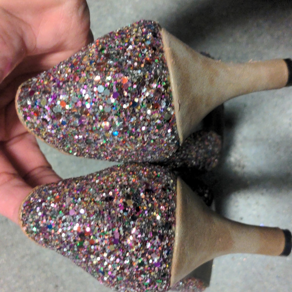 3/$15 Adrienne Vittadini sparkle pumps AV-Heather gold 3" heel sz 9M - Picture 6 of 9